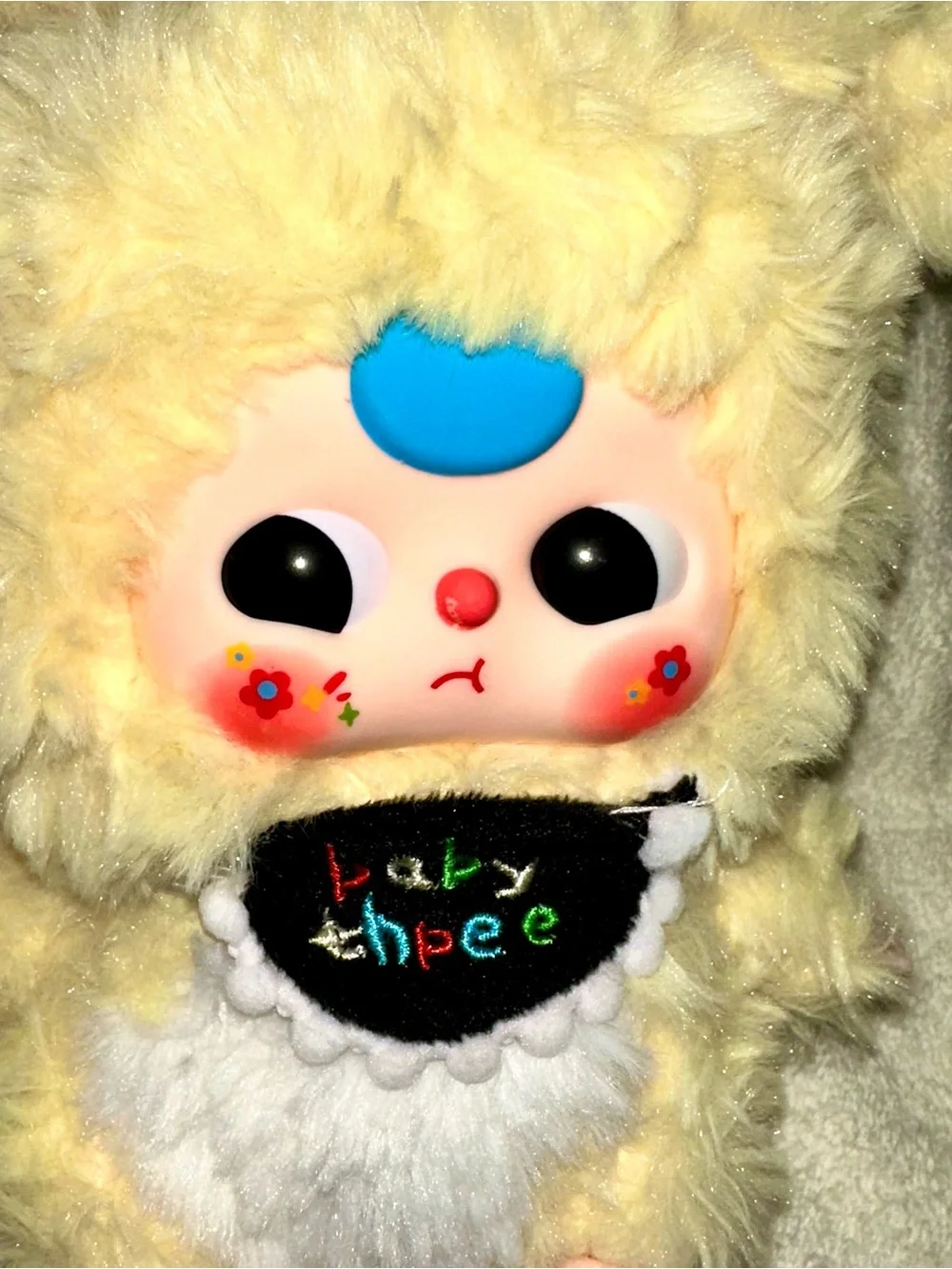 Baby Three Yellow Bunny Plush Doll Black Bib Blind Box Toy